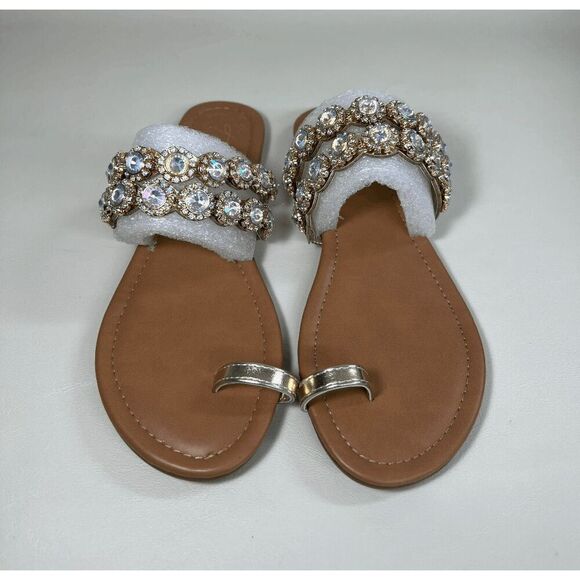 Thalia Sodi Women's Joya Flat Sandals - Light Gold Metallic 8.5M - Picture 2 of 8